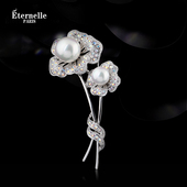 法国Eternelle欧美风优雅仿珍珠胸针 女别针胸花丝巾扣新年礼物