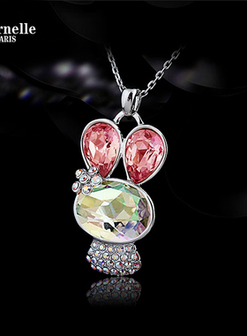 法国永恒简约百搭锁骨链 女镶奥地利原产仿水晶项链气质淑女颈链