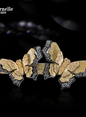 法国Eternelle时尚发饰板材发夹 欧美风镶钻边夹蝴蝶女顶夹头饰品