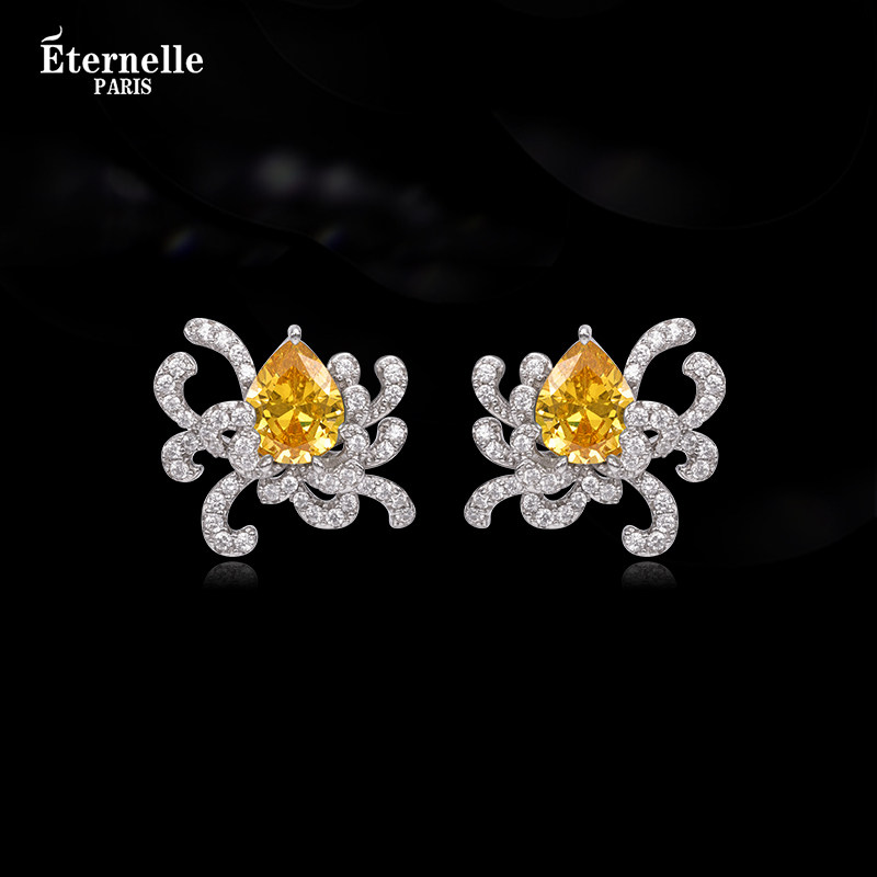 Eternelle法国永恒国潮系列菊花耳饰轻奢高级气质百搭新中式耳钉,饰品/流行首饰/时尚饰品新,耳钉,淘宝优惠券,粉丝福利购,淘宝优惠卷