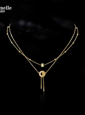 Eternelle法国永恒菠萝沙冰项链银夏季多巴胺风格双层叠戴锁骨链