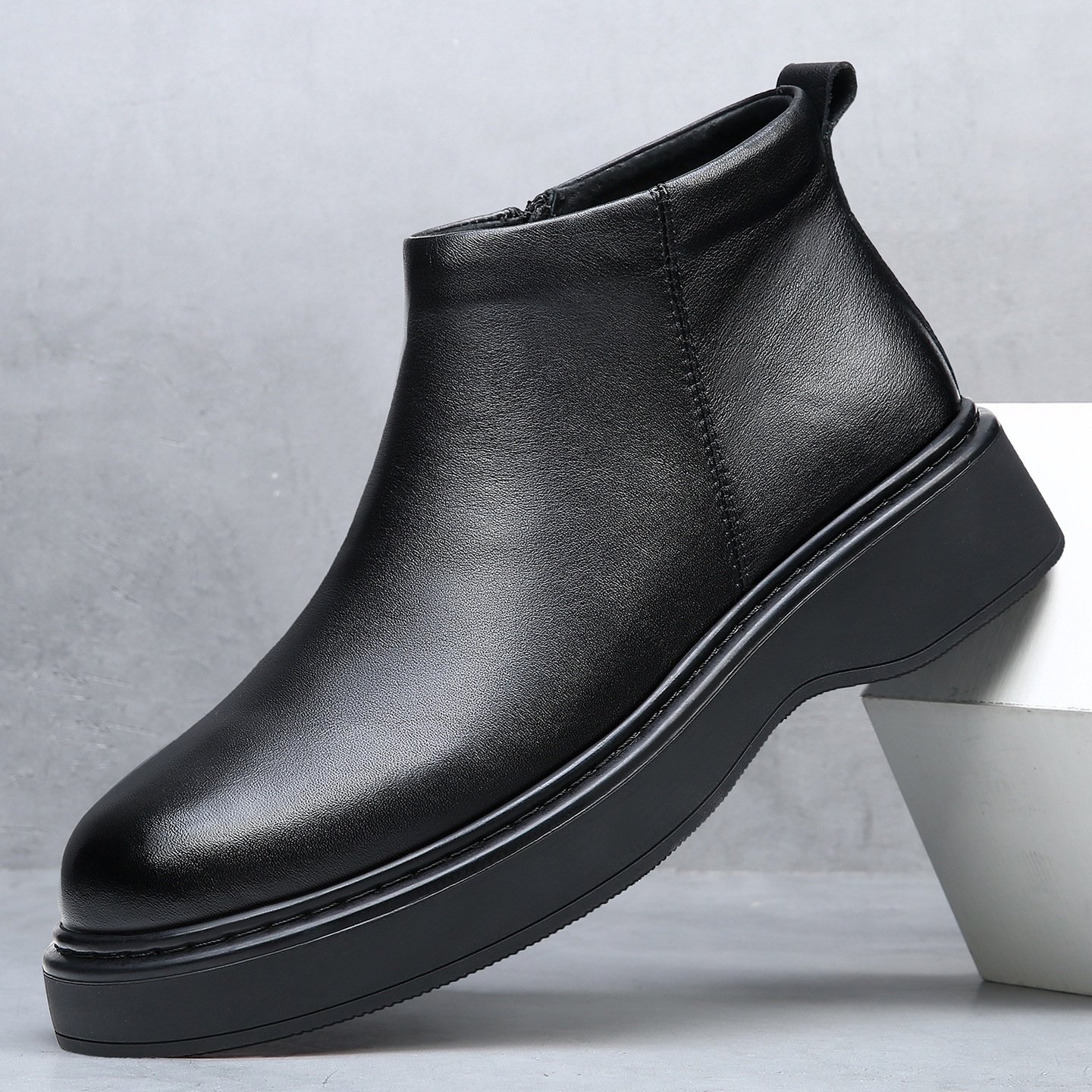 棉鞋男士冬季防寒加绒保暖加厚真皮短靴百搭皮毛一体休闲防滑棉靴,流行男鞋,时尚雪地靴,淘宝优惠券,粉丝福利购,淘宝优惠卷