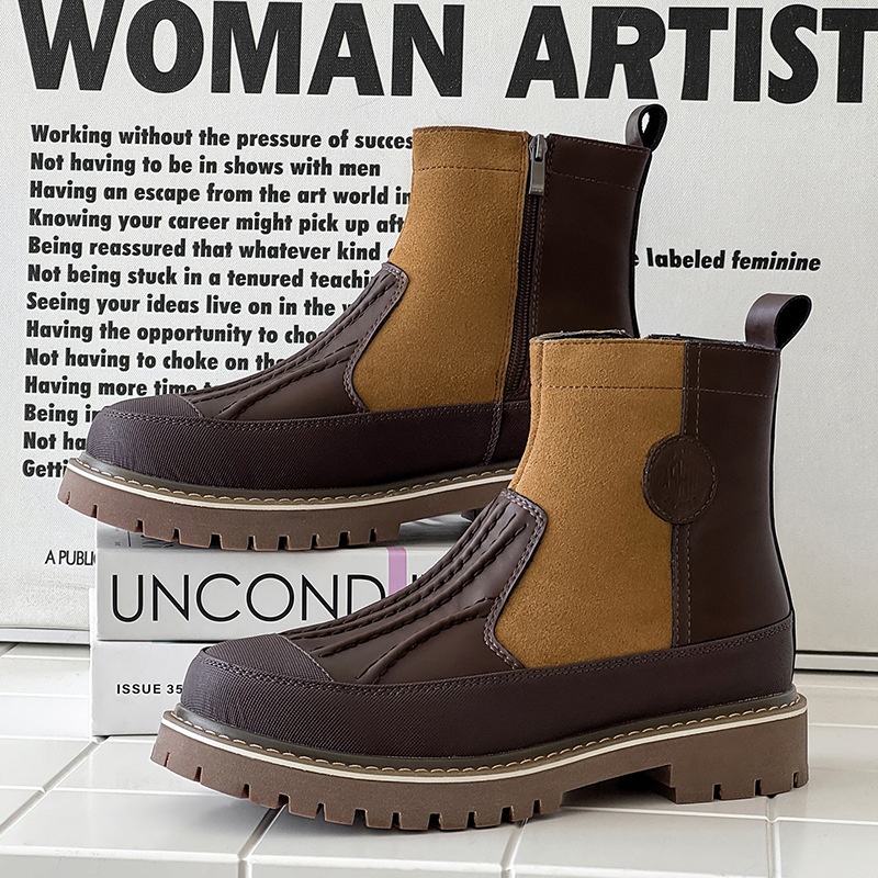 2025秋季马丁靴男漆皮韩版百搭