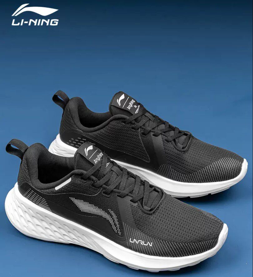 李宁男鞋跑步鞋软底网面透气跑鞋超轻男士黑色减震休闲鞋运动鞋男