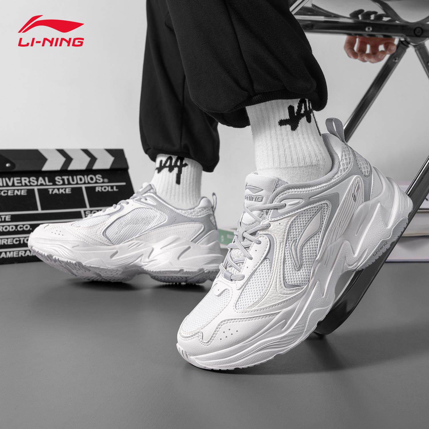 李宁运动鞋男鞋夏季新款经典复古休闲鞋厚底增高老爹鞋透气跑步鞋