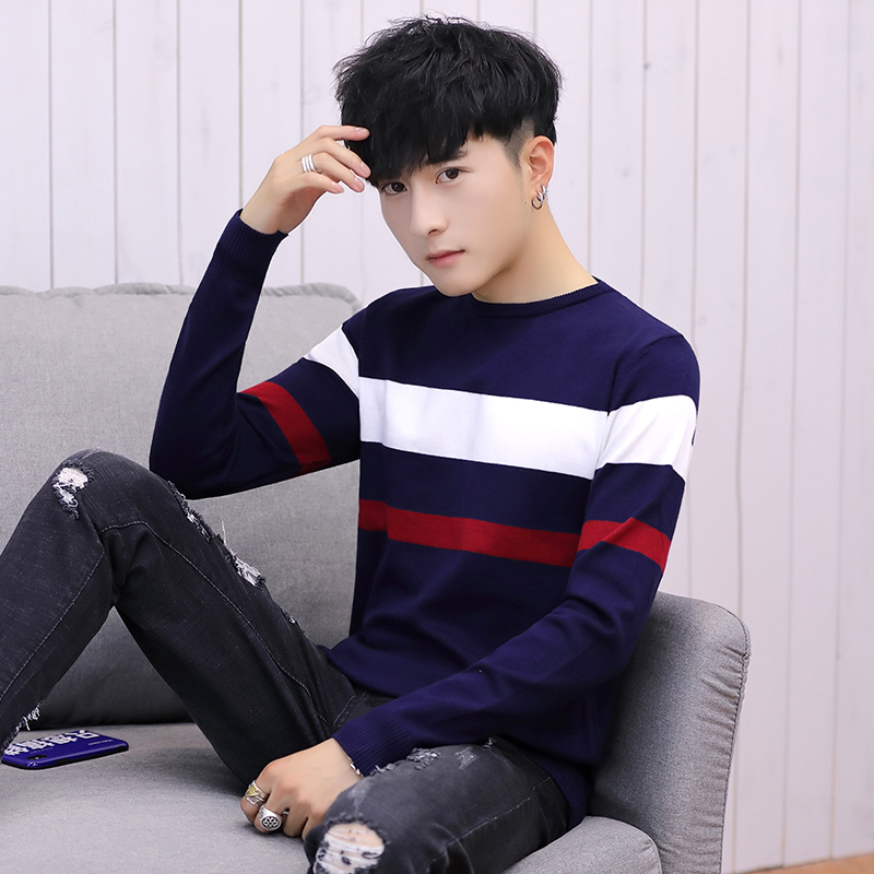 Student sweater men's sweater men's autumn casual round neck T-shirt Korean base coat