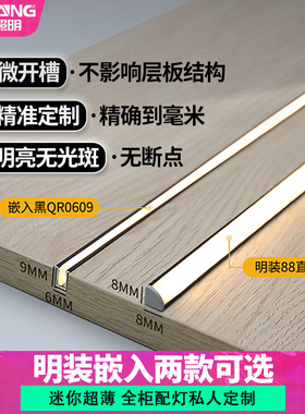 超薄嵌入式led灯条感应灯家用层板灯长条衣柜底灯书柜子橱柜灯带