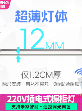 智能橱柜灯led柜底灯带免开槽220V已接入app插电遥控超薄照明灯条