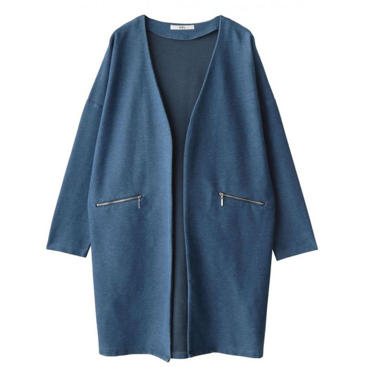 日原单外贸斜纹无领切斯特大衣