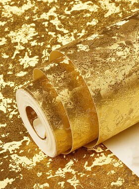 淡金金箔纸墙纸贴纸婚礼装饰贴漆金色金黄色拉丝天花板吊顶壁纸