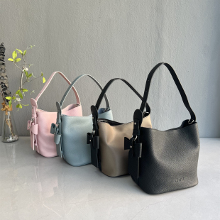 潮流洋气真皮小水桶包斜挎包 小众设计时尚 外贸欧美订单尾货 清仓