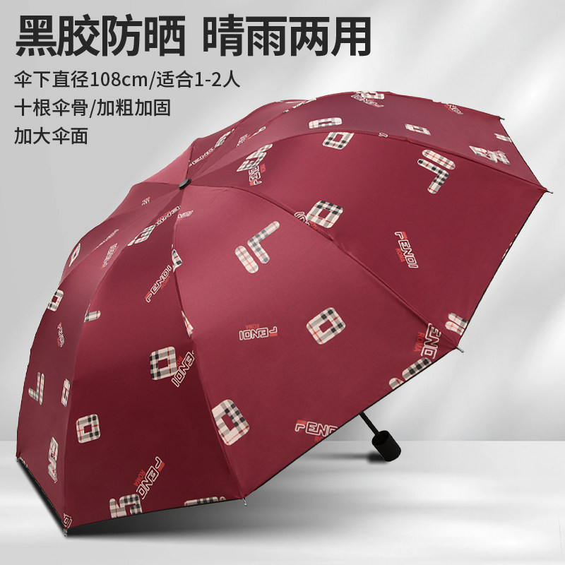 罗马假日大号晴雨两用三折叠遮阳伞太阳伞晴雨伞商务伞男防紫外线