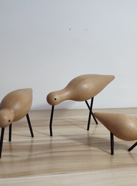 实木榉木桌面水鸟摆件北欧丹麦