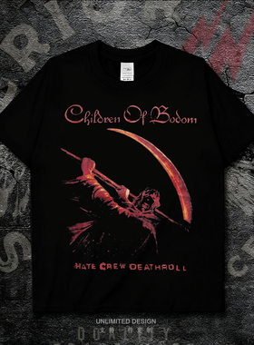 复古摇滚风Children of Bodom乐队印花短袖T恤男女百搭纯棉上衣夏