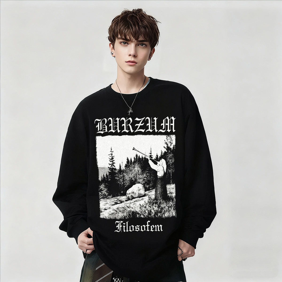 乐队周边印花匪帮风长袖T恤男款