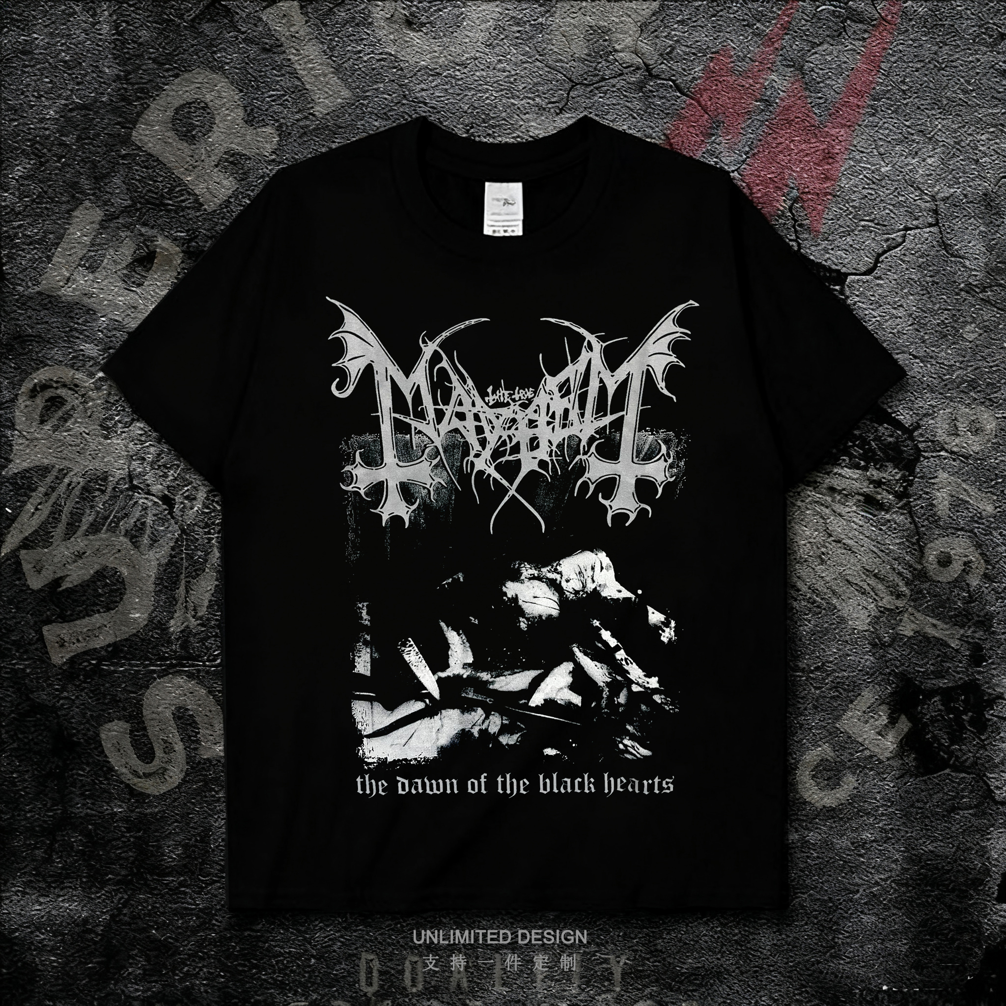 Mayhem挪威黑金属乐队印花暗黑小众短袖T恤男女摇滚纯棉上衣夏季