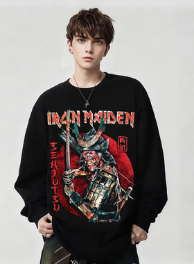 Iron Maiden铁娘子乐队二次元摇滚印花纯棉长袖T恤男女上衣春秋冬