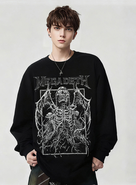 MEGADETH乐队周边摇滚印花数码直喷纯棉长袖T恤男女款上衣春秋冬