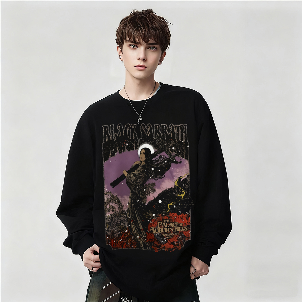 乐队周边印花长袖T恤纯棉上衣男