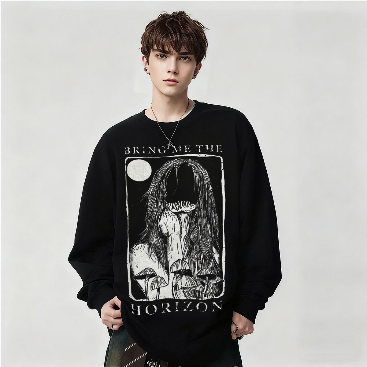 乐队印花长袖T恤男女款纯棉上衣