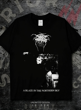 暗黑风短袖T恤男女欧美小众黑金属Darkthrone乐队周边印花纯棉夏