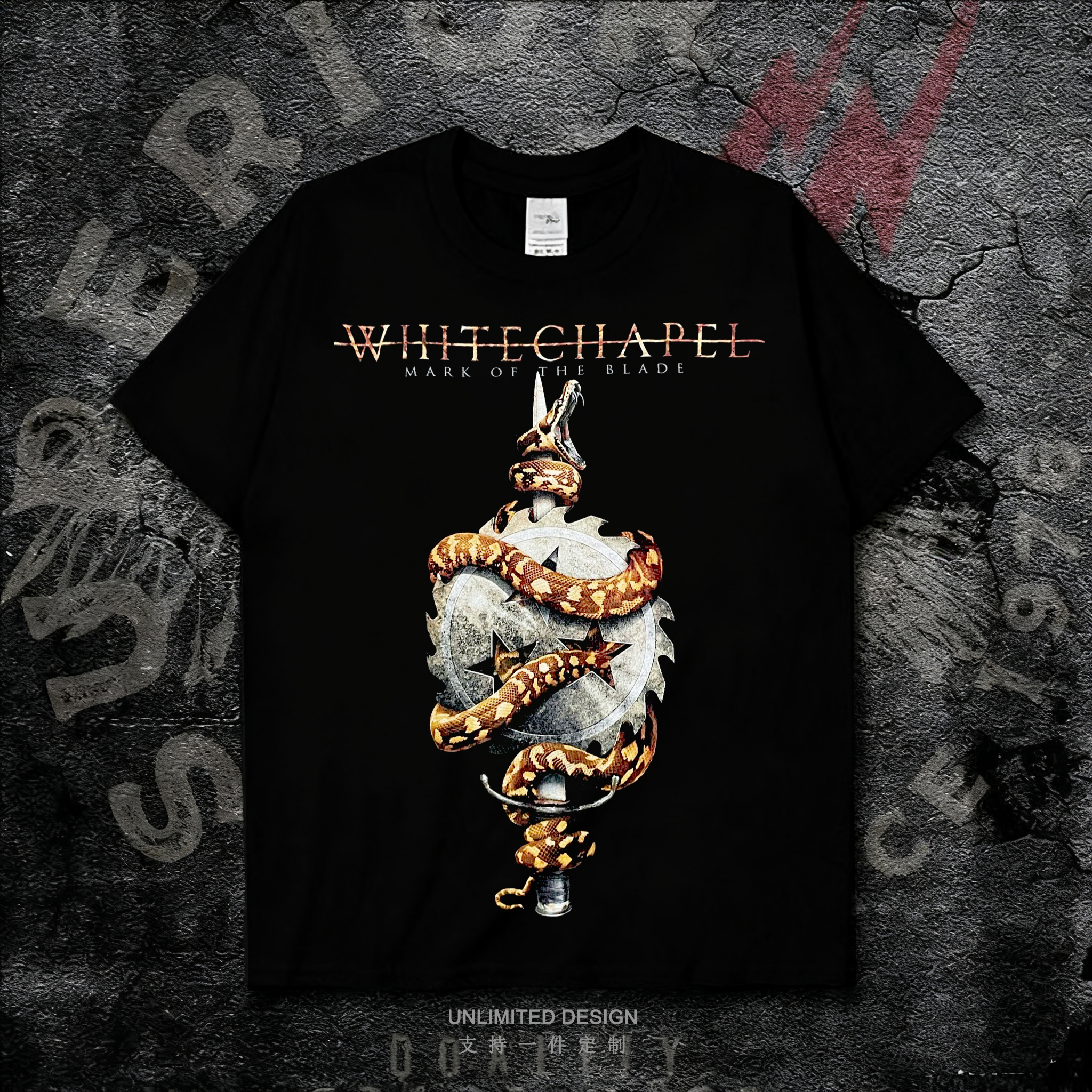 WHITECHAPEL乐队周边黑色短袖T恤男女款摇滚印花纯棉百搭上衣夏季