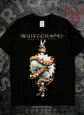 WHITECHAPEL乐队周边黑色短袖T恤男女款摇滚印花纯棉百搭上衣夏季