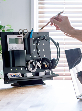 日本SANWA洞洞板免打孔家用办公宿舍置物架搁板收纳架手机架笔插书桌整理桌面墙上收纳展示板神器创意简约