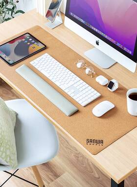 日本SANWA超大鼠标垫书桌垫软木防水耐磨皮绒电脑键盘垫加厚锁边
