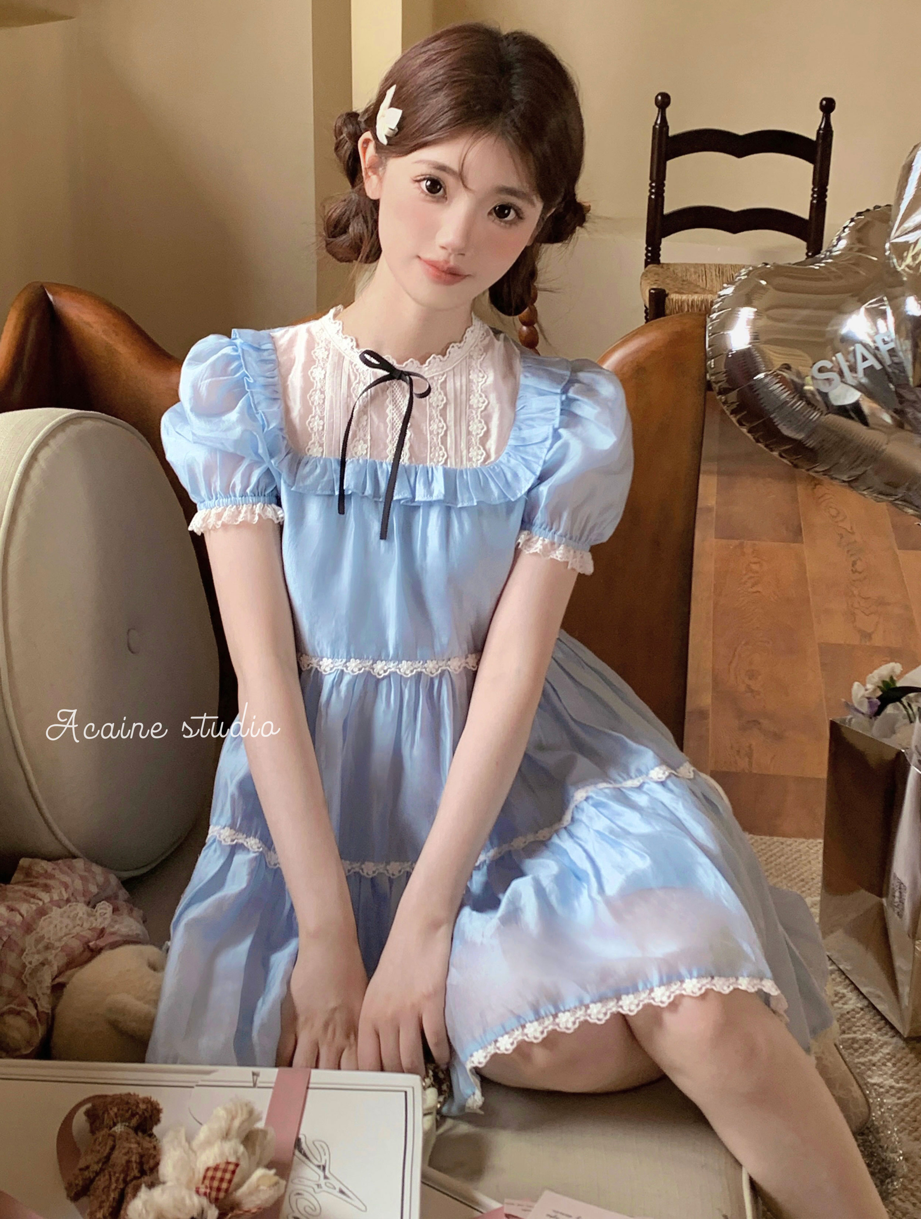 acaine阿彩呢 布偶甜心/裙子女小众设计感可爱少女乖巧娃娃连衣裙