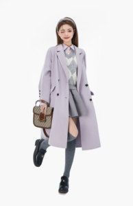 Acaine 首尔邂逅/秋款盐系风套装毛呢大衣外套棋盘格马甲衬衫半裙