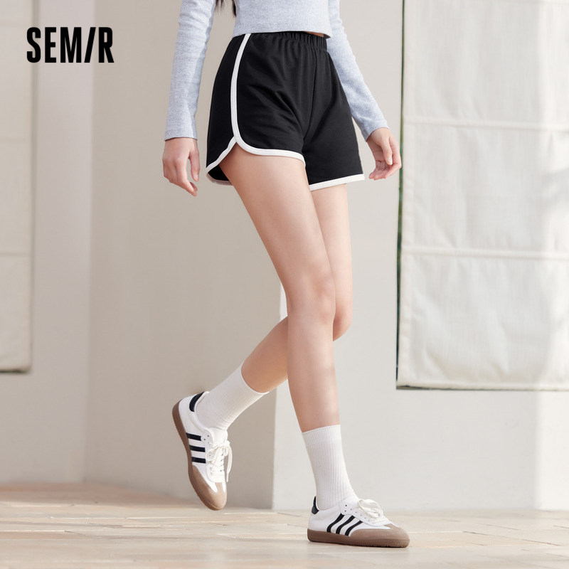 森马短裤女时尚撞色运动裤宽松睡裤休闲家居服松紧腰裤子