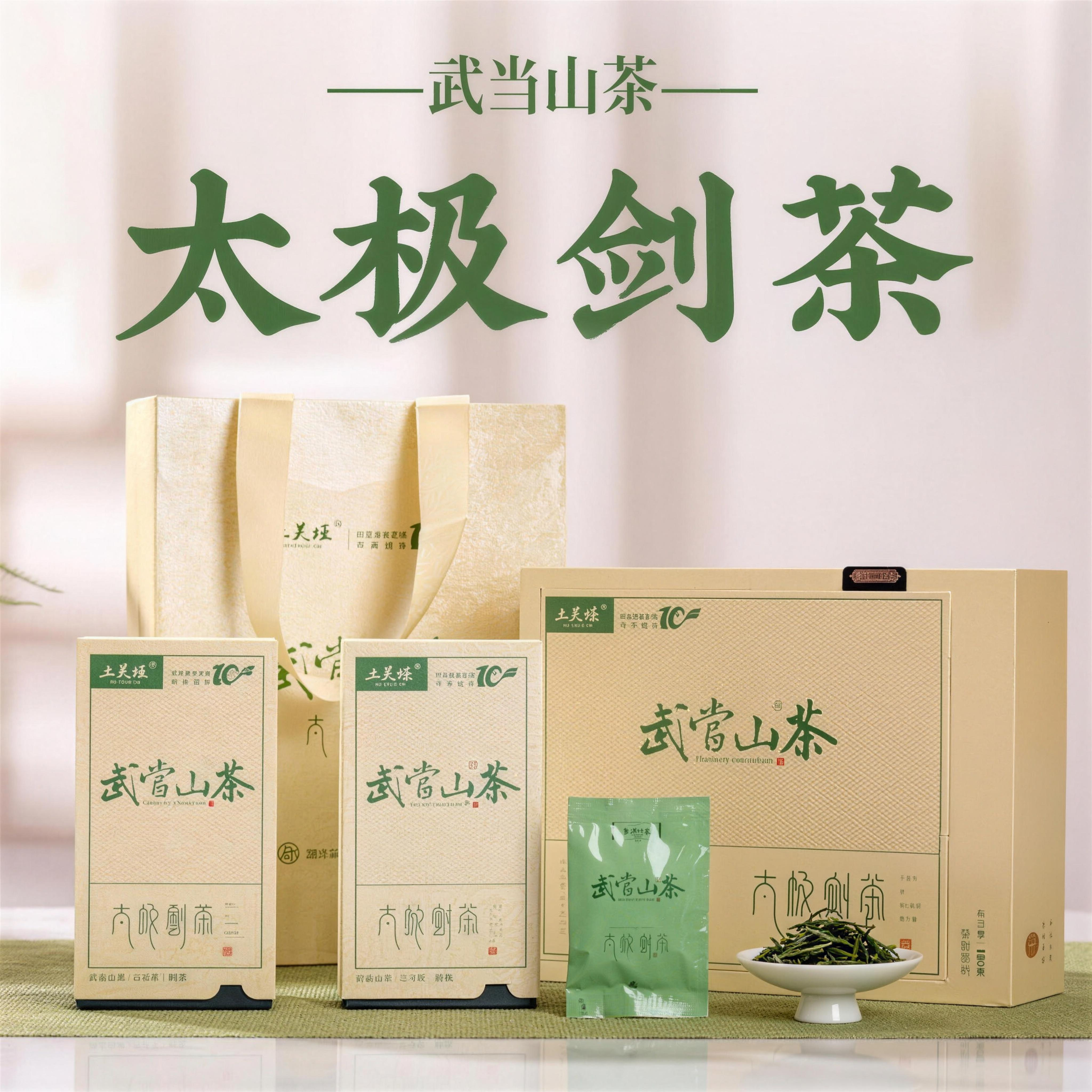 湖北十堰市武当山茶明前特级剑茶高山云雾清香型绿茶甄选礼盒装
