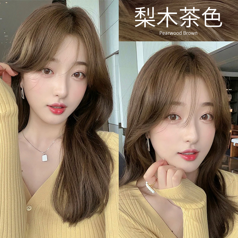 梨木茶色染发剂2021流行色显白抹茶色染发膏秋冬女