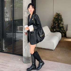 长袖春秋皮衣设计感款西服炸街时尚小西装宽松春秋气质网红短款图片