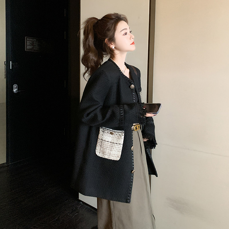 小众设计感黑色小香风外套女2025春秋季新款韩系时尚洋气减龄上衣,女装短外套,浙宝160