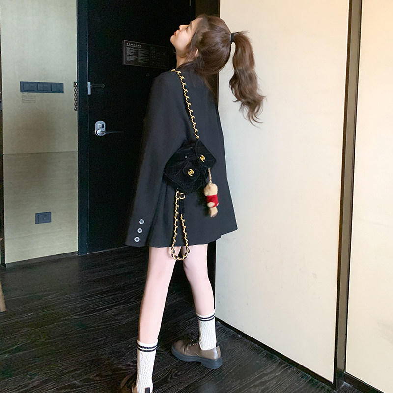 黑色感高级气质女神范西装外套女春季新款宽松刺绣休闲小西服上衣,女装,浙宝160
