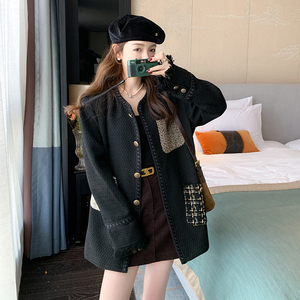 小众设计感黑色小香风外套女2025春秋季新款韩系时尚洋气减龄上衣图片