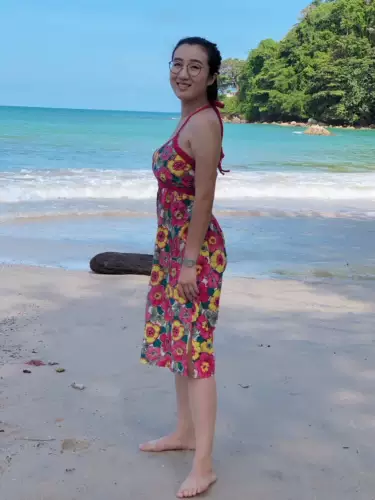 Новый Таиландский тип швейного тяжелого работника с бисером сексуально V -neck Open Fork Press Powder Power Pink