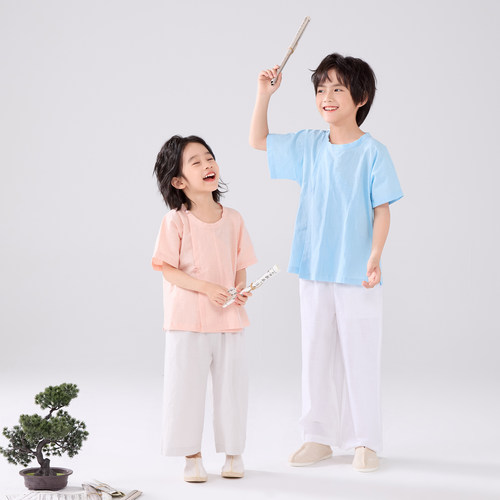 男童汉服改良国风夏季短袖薄套装