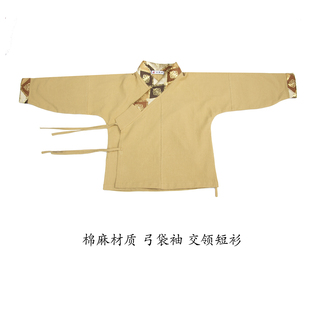 儿童汉服 交领弓袋袖 上衣男女童中式 棉麻衬衣国风外套 日常生活款