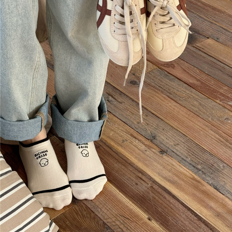 条纹小狗 | 可爱刺绣波点船袜女夏季硅胶防滑圆点袜子