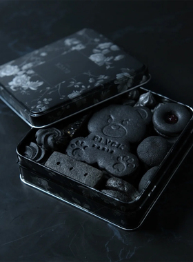 日本 数量限定 暗黑泰迪熊法产发酵黄油竹炭曲奇 盒装 300g