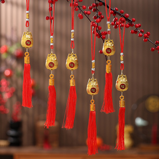 盆景防水装饰挂件发财树高档小挂饰乔迁过年绿植花盆福桶灯笼挂串