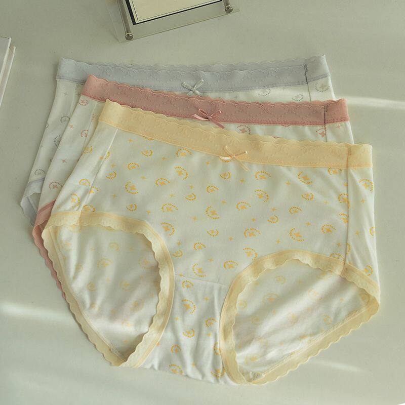 蝶安芬无痕内裤女正品竹纤维中腰蕾丝大码裤头竹炭平角裤舒适短裤