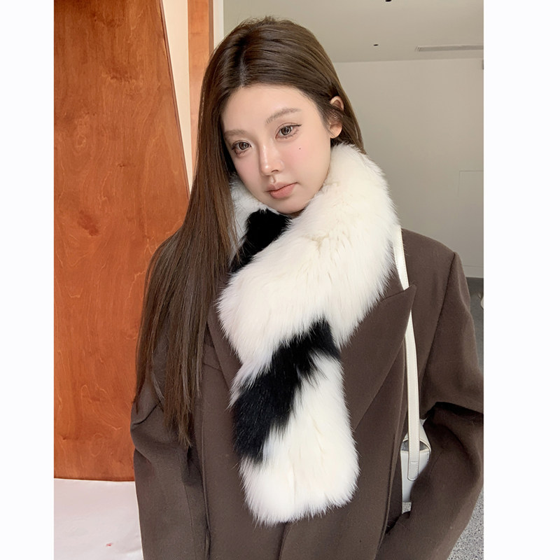狐狸毛双面编织黑白经典