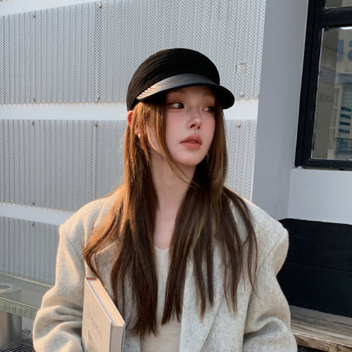 绵羊皮鸭舌帽复古女士秋冬