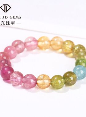 晶东珠宝级天然灰月光石彩碧玺