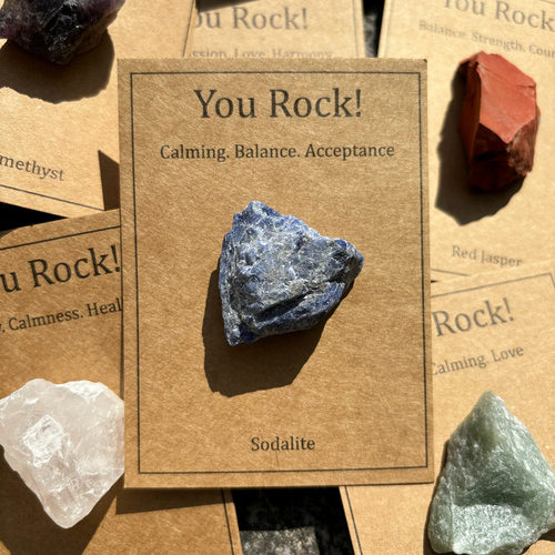 LY006跨境独立站速卖通Wish货源原石款You Rock天然水晶疗愈卡片