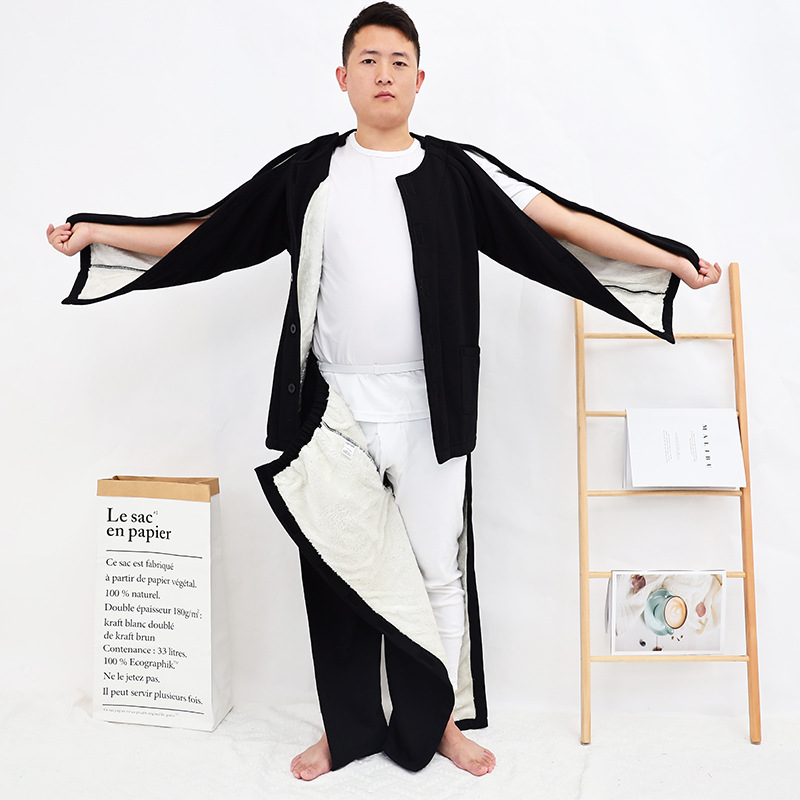 易穿脱加绒加厚病号服病员服适合骨折术后康复不便穿脱老长期卧床